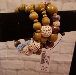 Chico's Crochet Wooden Bracelet Set